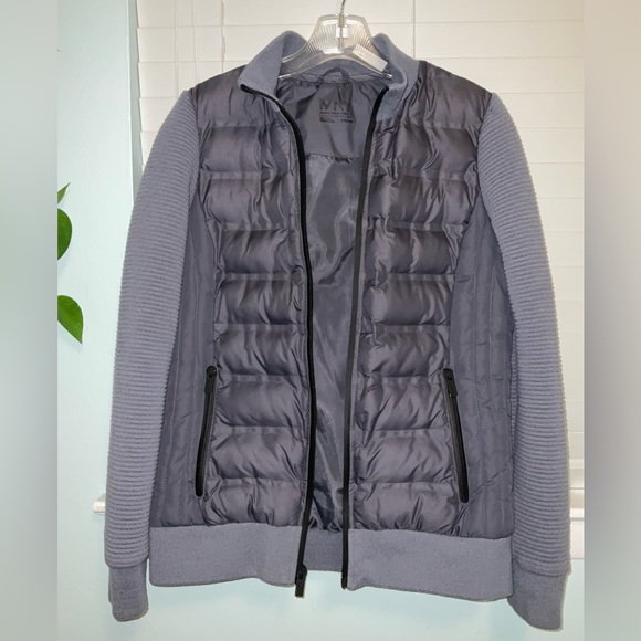 Marc New York Blue/Grey Puffer Mixed Media Jacket with Knit Sleeves 🧥 - Picture 4 of 15